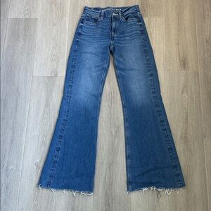 American Eagle Outfitters Classic Blue Denim wide leg flare Jeans size 000